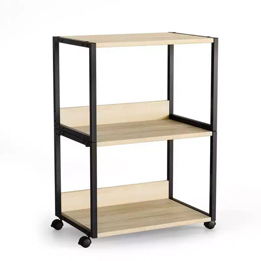 Support d'imprimante à 3 niveaux en aggloméré chêne, coloris A+B, 15,7x12x25,6 pouces