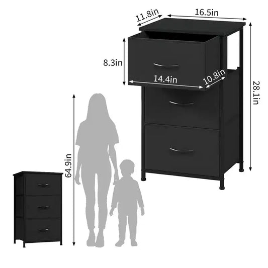 Commode à 3 tiroirs avec bacs en tissu amovibles, organisateur de rangement multifonctionnel pour chambre à coucher, salon, placard