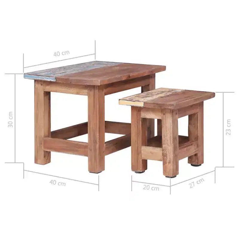 Tables gigognes 2 pcs Bois massif d'acajou