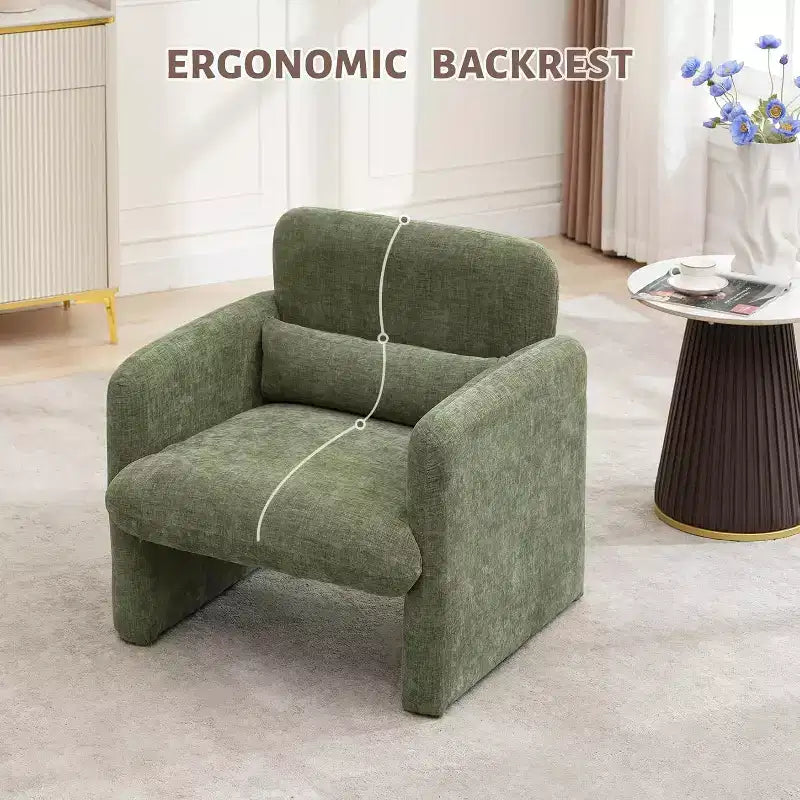 Fauteuil de salon moderne en tissu chenille, fauteuil tapissé, chaise simple et décontractée pour chambre, bureau, appartement