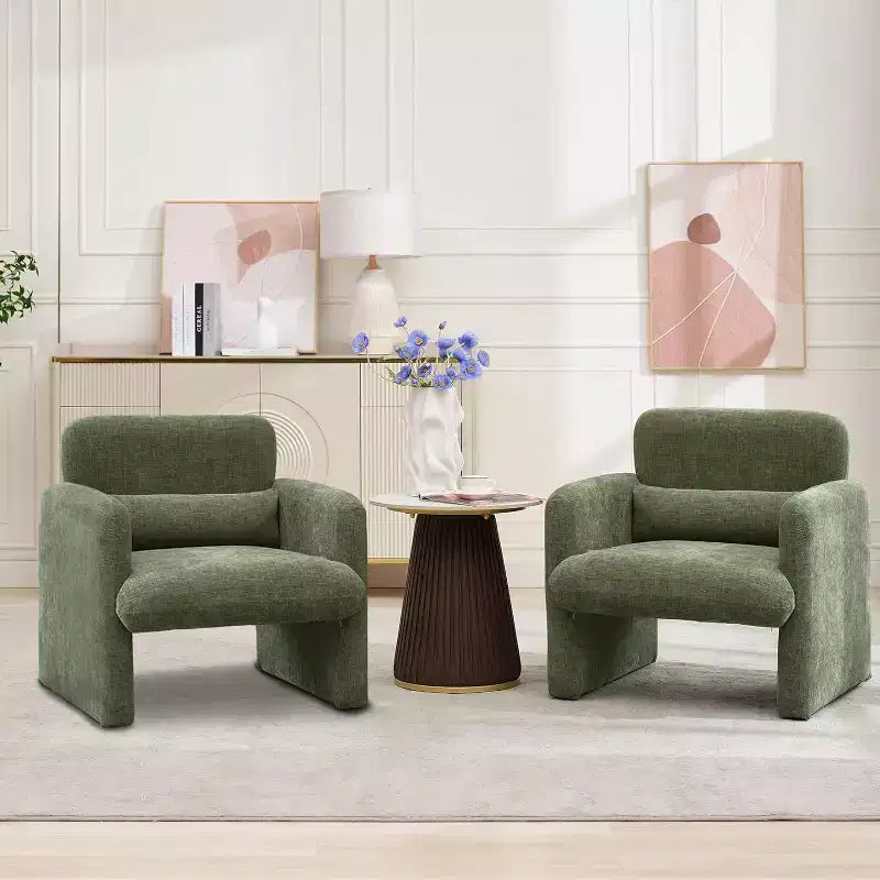 Fauteuil de salon moderne en tissu chenille, fauteuil tapissé, chaise simple et décontractée pour chambre, bureau, appartement
