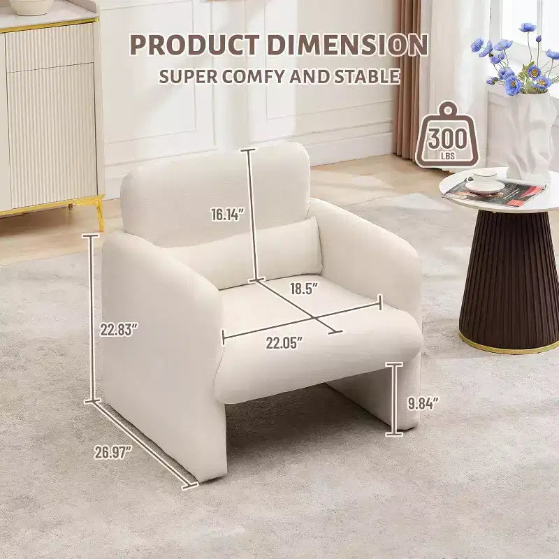 Fauteuil de salon moderne en tissu chenille, fauteuil tapissé, chaise simple et décontractée pour chambre, bureau, appartement