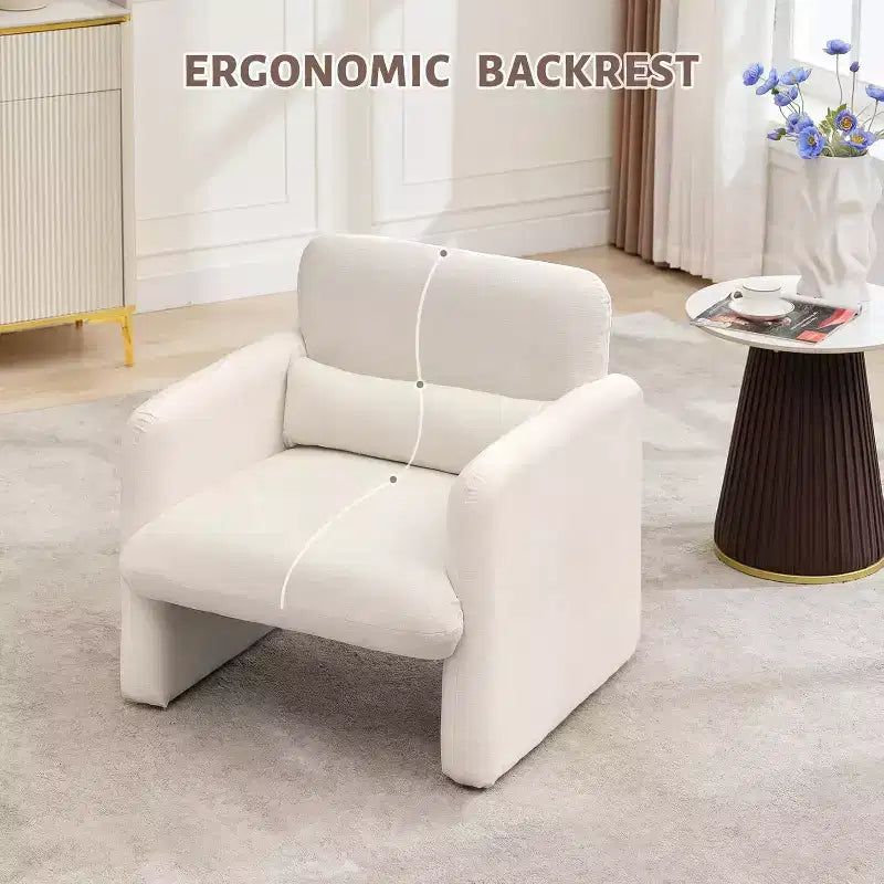 Fauteuil de salon moderne en tissu chenille, fauteuil tapissé, chaise simple et décontractée pour chambre, bureau, appartement
