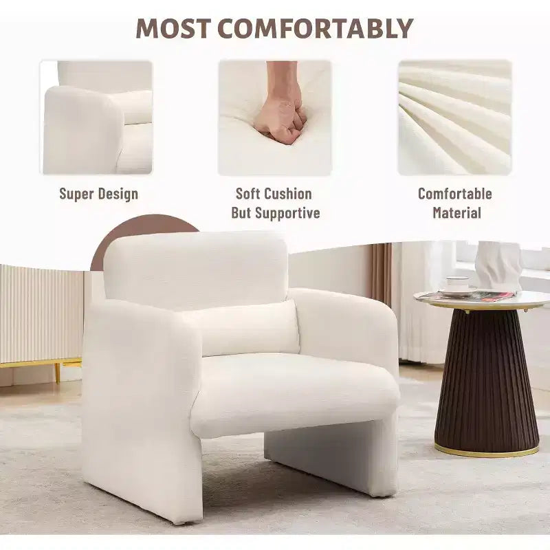 Fauteuil de salon moderne en tissu chenille, fauteuil tapissé, chaise simple et décontractée pour chambre, bureau, appartement