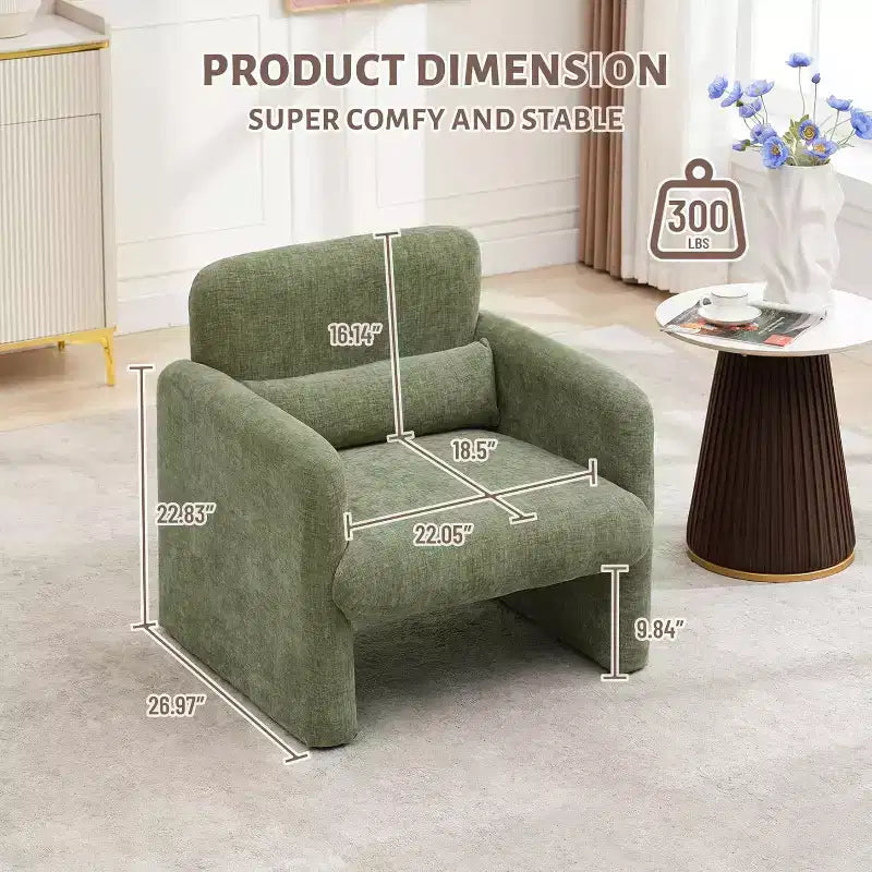 Fauteuil de salon moderne en tissu chenille, fauteuil tapissé, chaise simple et décontractée pour chambre, bureau, appartement