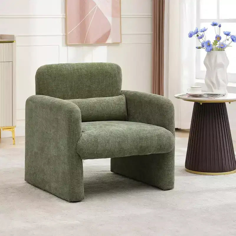 Fauteuil de salon moderne en tissu chenille, fauteuil tapissé, chaise simple et décontractée pour chambre, bureau, appartement