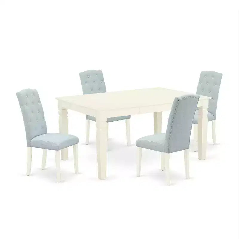 Table à manger rectangulaire moderne en lin blanc