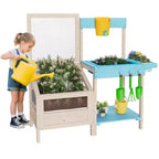 Mud Kitchen for Kids Outdoor Toy with Planter Box, Wooden Play Kitchen Pretend Play Set , Suitable for Kids Toddlers Over 3 Years Old