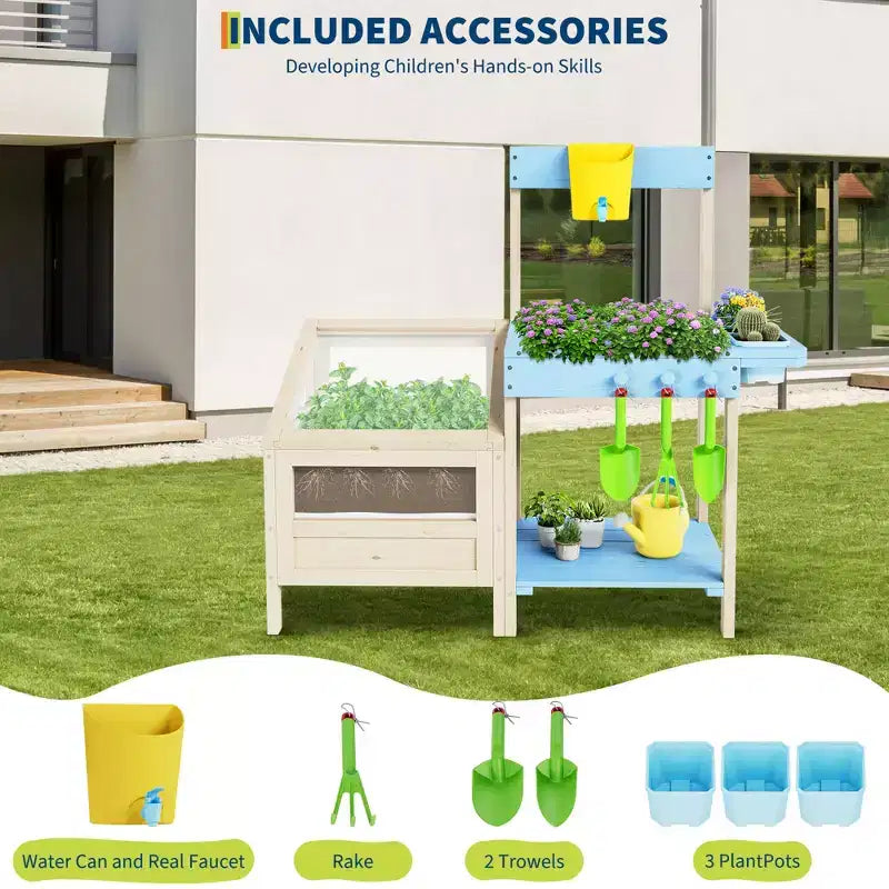 Cuisine en boue pour enfants, jouet d'extérieur avec jardinière, cuisine de jeu en bois pour enfants, convient aux tout-petages de plus de 3 ans