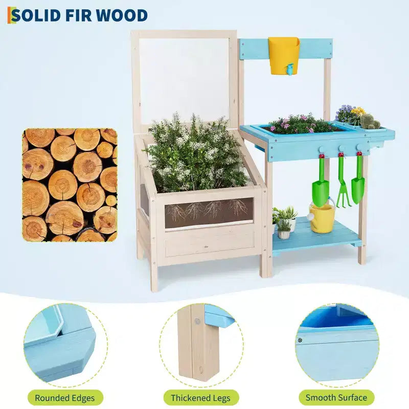 Cuisine en boue pour enfants, jouet d'extérieur avec jardinière, cuisine de jeu en bois pour enfants, convient aux tout-petages de plus de 3 ans