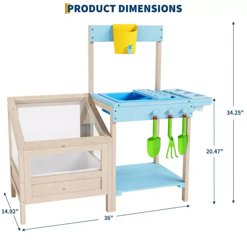 Cuisine en boue pour enfants, jouet d'extérieur avec jardinière, cuisine de jeu en bois pour enfants, convient aux tout-petages de plus de 3 ans