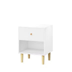 Table de chevet en bois de 59 cm de haut avec un tiroir et une étagère pour enfants, adultes, blanc