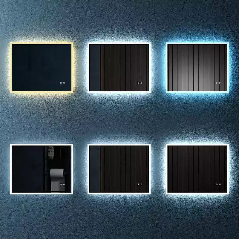 Miroir de salle de bain LED 30x24 pouces, anti-buée, fonction mémoire, luminosité et température réglables, miroir de courtoisie mural