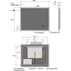 Miroir de salle de bain LED 30x24 pouces, anti-buée, fonction mémoire, luminosité et température réglables, miroir de courtoisie mural