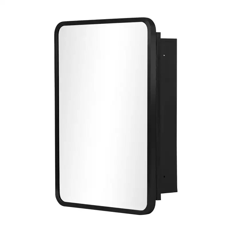 16 * 24 Inch Black Rectangular Bathroom Medicine Cabinet With Mirror
