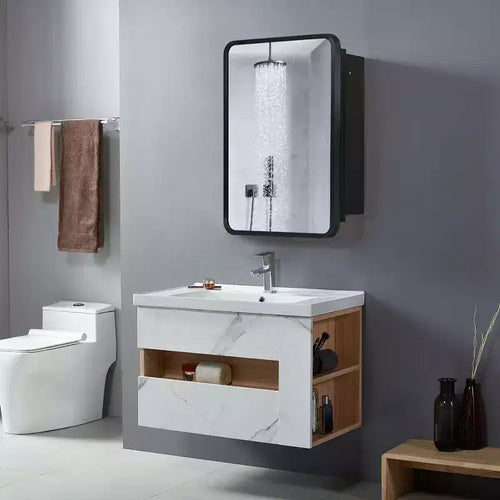 Armoire à pharmacie de salle de bain rectangulaire noire de 16 x 24 pouces avec miroir