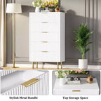 Commode en bois cannelé à 5 tiroirs pour chambre à coucher, commode moderne, grande commode marron avec plateau en faux marbre