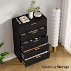 Commode en bois cannelé à 5 tiroirs pour chambre à coucher, commode moderne, grande commode marron avec plateau en faux marbre