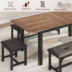 Table à manger pour 4-6 personnes avec 2 bancs et 2 tabourets, grande table de salle à manger extensible de 160 cm pour 4 personnes, table de cuisine