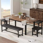 Table à manger pour 4-6 personnes avec 2 bancs et 2 tabourets, grande table de salle à manger extensible de 160 cm pour 4 personnes, table de cuisine