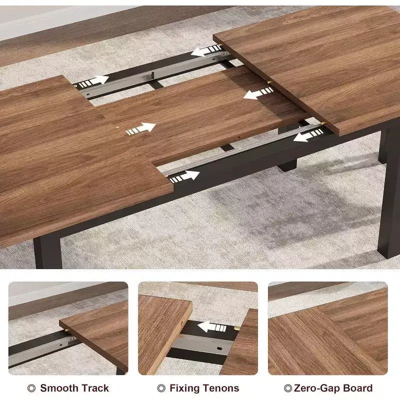 Table à manger pour 4-6 personnes avec 2 bancs et 2 tabourets, grande table de salle à manger extensible de 160 cm pour 4 personnes, table de cuisine