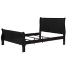 Lit traîneau double 41 en bois massif avec tête et pied de lit, design sécurisé bas pour chambre d'enfant, noir