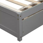 Lit plateforme double avec rangement, cadre en bois avec deux tiroirs et tête de lit Blanc
