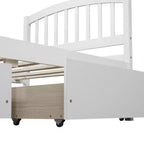 Lit plateforme double avec rangement, cadre en bois avec deux tiroirs et tête de lit Blanc