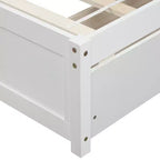 Lit plateforme double avec rangement, cadre en bois avec deux tiroirs et tête de lit Blanc