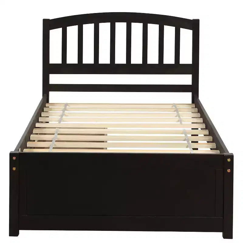 Lit plateforme double avec rangement, cadre en bois avec deux tiroirs et tête de lit Blanc