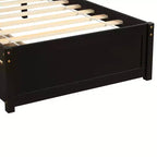 Lit plateforme double avec rangement, cadre en bois avec deux tiroirs et tête de lit Blanc