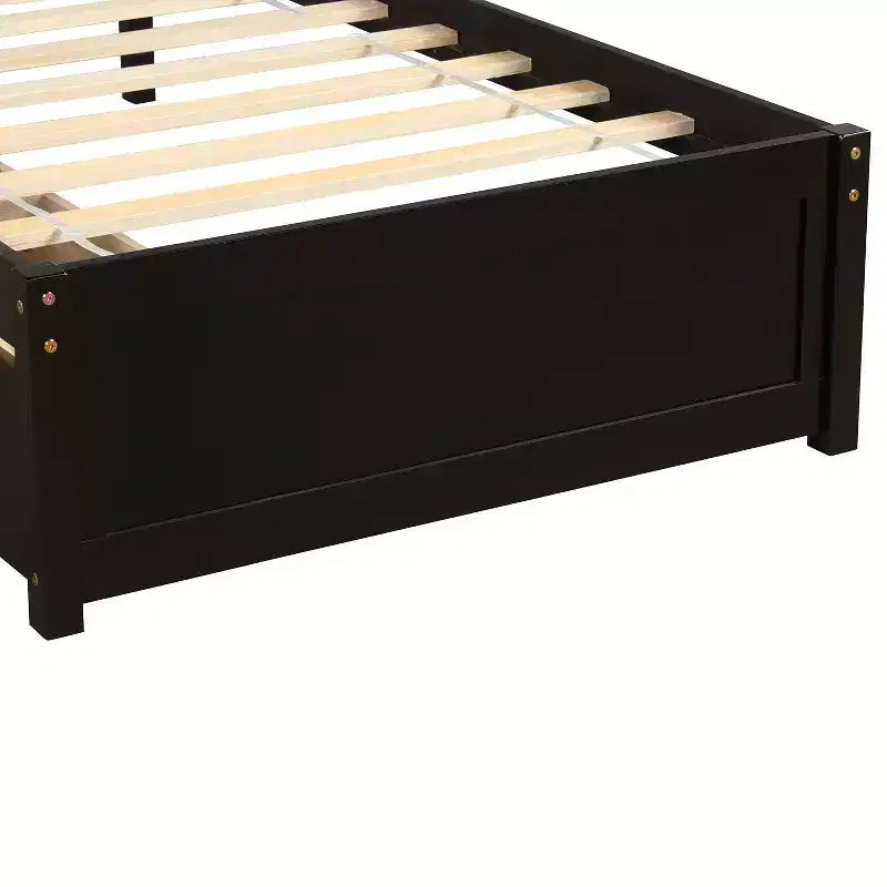 Lit plateforme double avec rangement, cadre en bois avec deux tiroirs et tête de lit Blanc