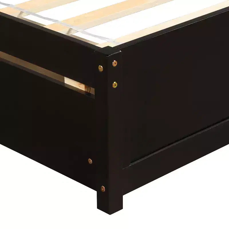Lit plateforme double avec rangement, cadre en bois avec deux tiroirs et tête de lit Blanc