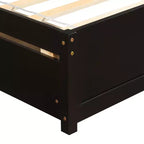 Lit plateforme double avec rangement, cadre en bois avec deux tiroirs et tête de lit Blanc