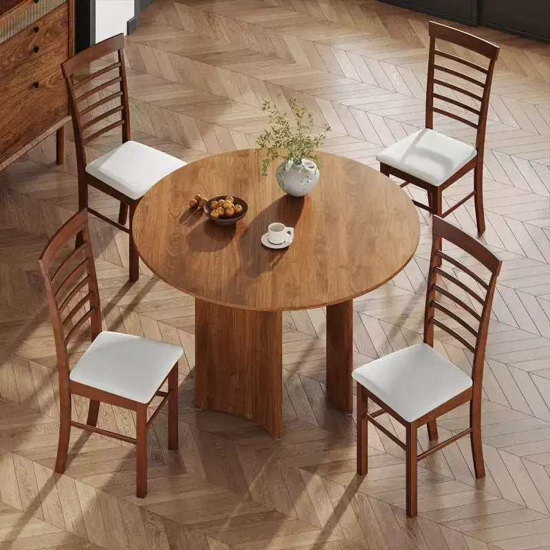 Chaises de salle à manger en bois, chaises de cuisine de ferme rembourrées avec cadre en bois d'hévéa pour salon, salle à manger