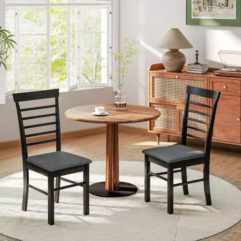 Chaises de salle à manger en bois, chaises de cuisine de ferme rembourrées avec cadre en bois d'hévéa pour salon, salle à manger