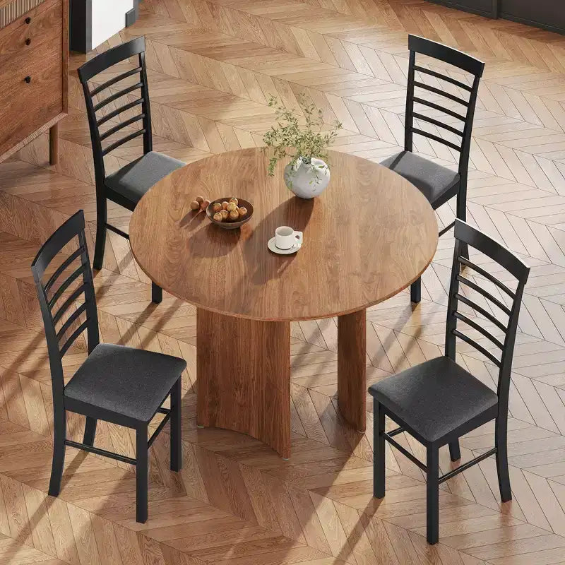 Chaises de salle à manger en bois, chaises de cuisine de ferme rembourrées avec cadre en bois d'hévéa pour salon, salle à manger