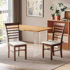 Chaises de salle à manger en bois, chaises de cuisine de ferme rembourrées avec cadre en bois d'hévéa pour salon, salle à manger