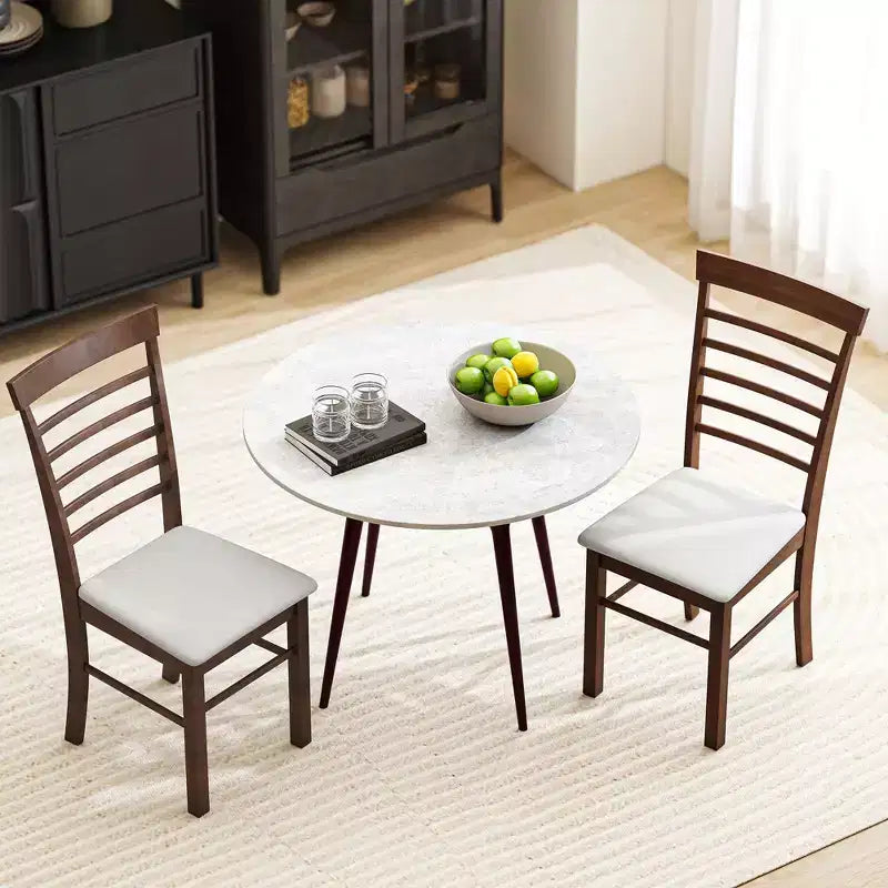Chaises de salle à manger en bois, chaises de cuisine de ferme rembourrées avec cadre en bois d'hévéa pour salon, salle à manger