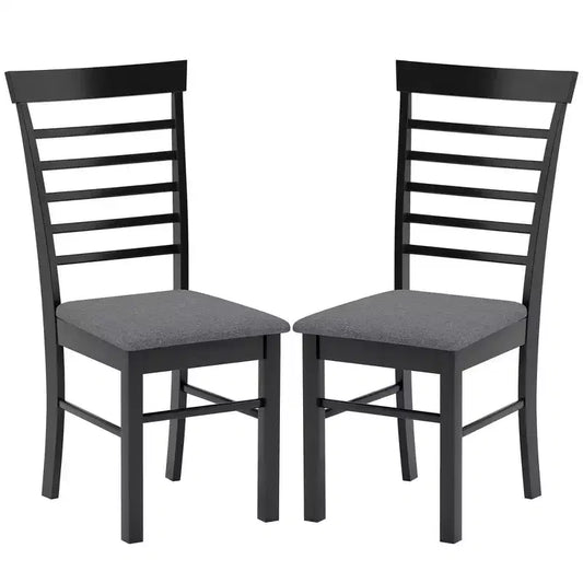 HOMCOM Wooden Dining Chairs Set, Farmhouse Upholstered Kitchen Chairs with Rubber Wood Frame for Living Room, Dining Room
