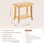 Banc de douche en bambou, 48,5 x 28,7 x 46,5 cm, tabouret de douche étanche avec étagère de rangement, capacité de charge de 150 kg, bambou naturel