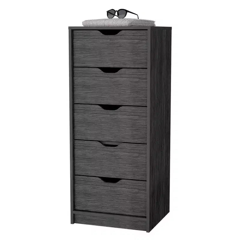Commode étroite à 5 tiroirs – Rangement peu encombrant d'une capacité totale de 25 kg, tiroirs coulissants pour vêtements et jouets