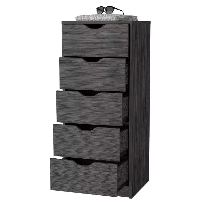 Commode étroite à 5 tiroirs – Rangement peu encombrant d'une capacité totale de 25 kg, tiroirs coulissants pour vêtements et jouets