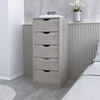Commode étroite à 5 tiroirs – Rangement peu encombrant d'une capacité totale de 25 kg, tiroirs coulissants pour vêtements et jouets