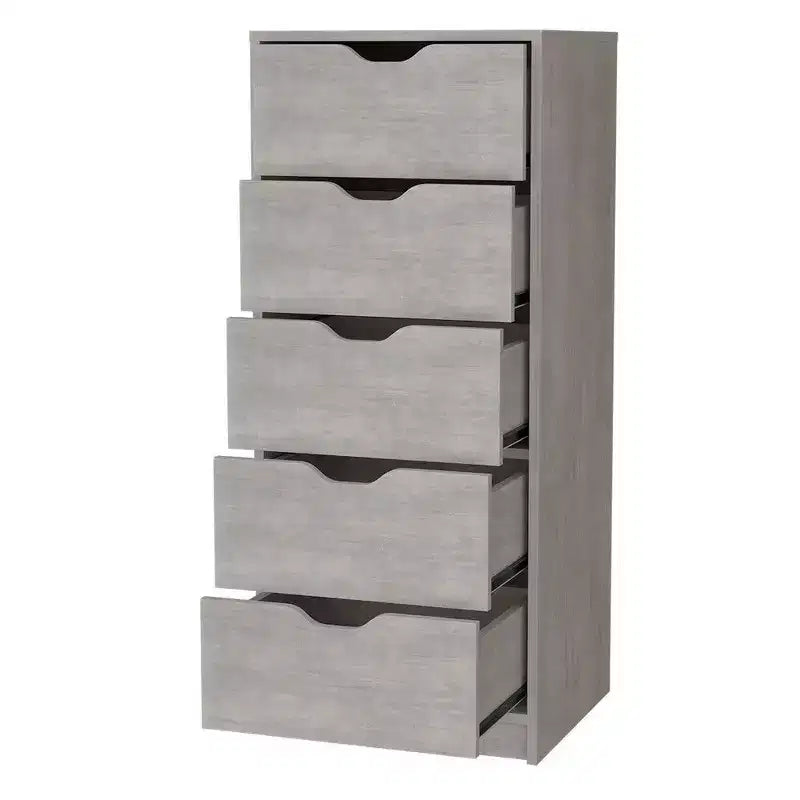Commode étroite à 5 tiroirs – Rangement peu encombrant d'une capacité totale de 25 kg, tiroirs coulissants pour vêtements et jouets