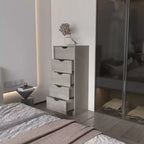 Commode étroite à 5 tiroirs – Rangement peu encombrant d'une capacité totale de 25 kg, tiroirs coulissants pour vêtements et jouets