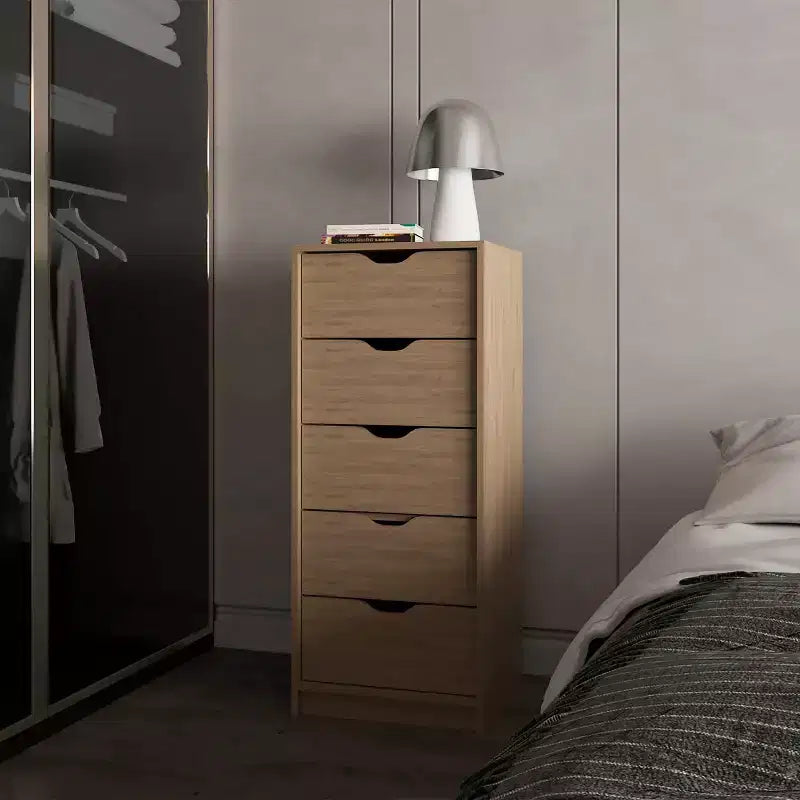 Commode étroite à 5 tiroirs – Rangement peu encombrant d'une capacité totale de 25 kg, tiroirs coulissants pour vêtements et jouets