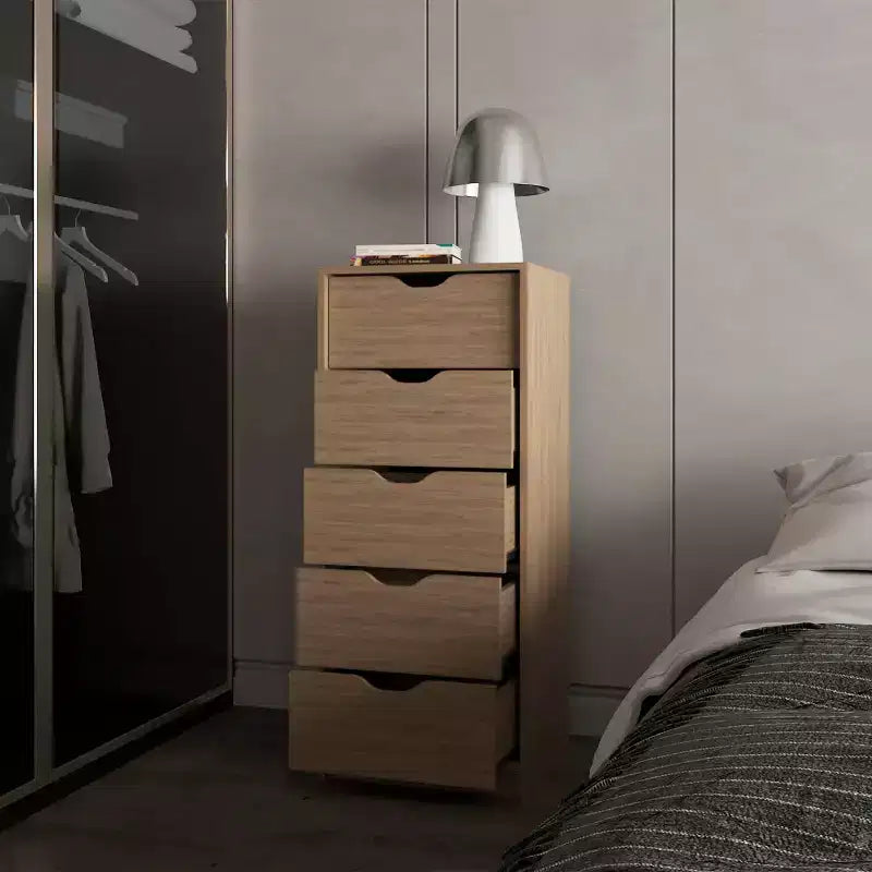 Commode étroite à 5 tiroirs – Rangement peu encombrant d'une capacité totale de 25 kg, tiroirs coulissants pour vêtements et jouets