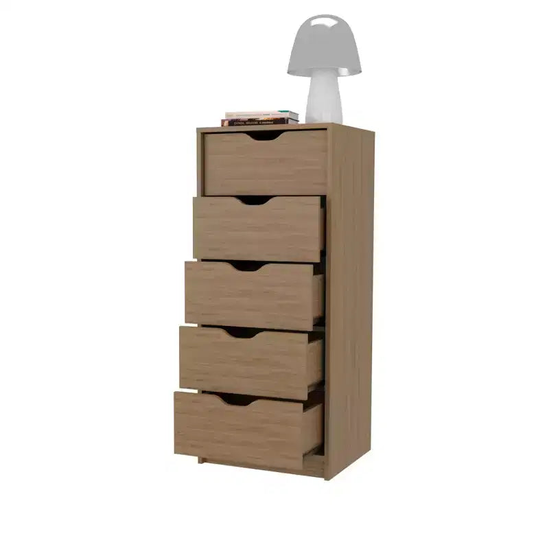 Commode étroite à 5 tiroirs – Rangement peu encombrant d'une capacité totale de 25 kg, tiroirs coulissants pour vêtements et jouets