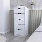 Commode étroite à 5 tiroirs – Rangement peu encombrant d'une capacité totale de 25 kg, tiroirs coulissants pour vêtements et jouets